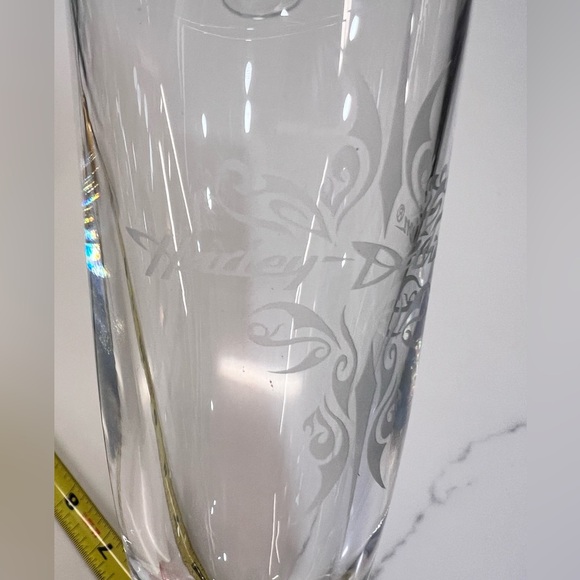 2 Harley Davidson Champagne Flutes Etched Glass Lead Crystal  Wedding Gift - Picture 5 of 8